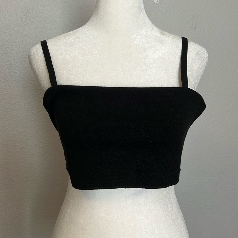 Zara Knit Cropped Tank Top Black Size Large